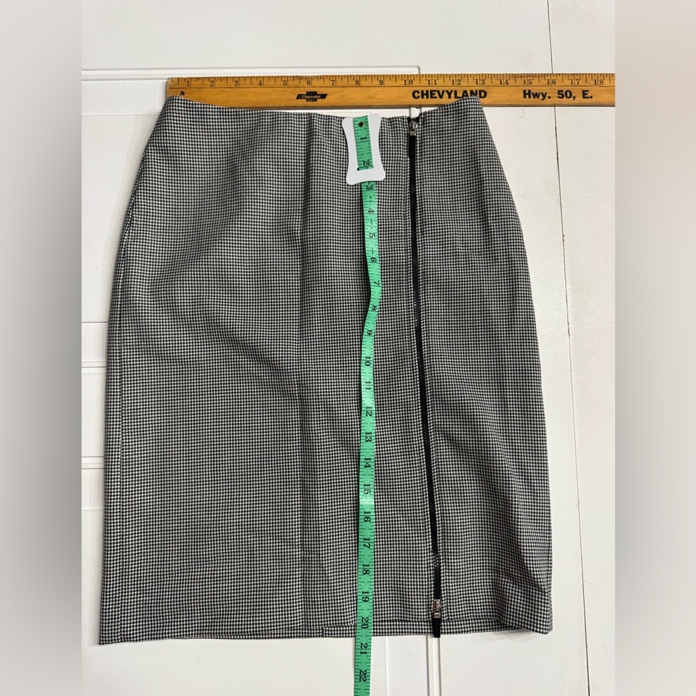 Ralph by Ralph Lauren White Black Houndstooth Wool Blend Zip Up Skirt Size 0 - Picture 3 of 5
